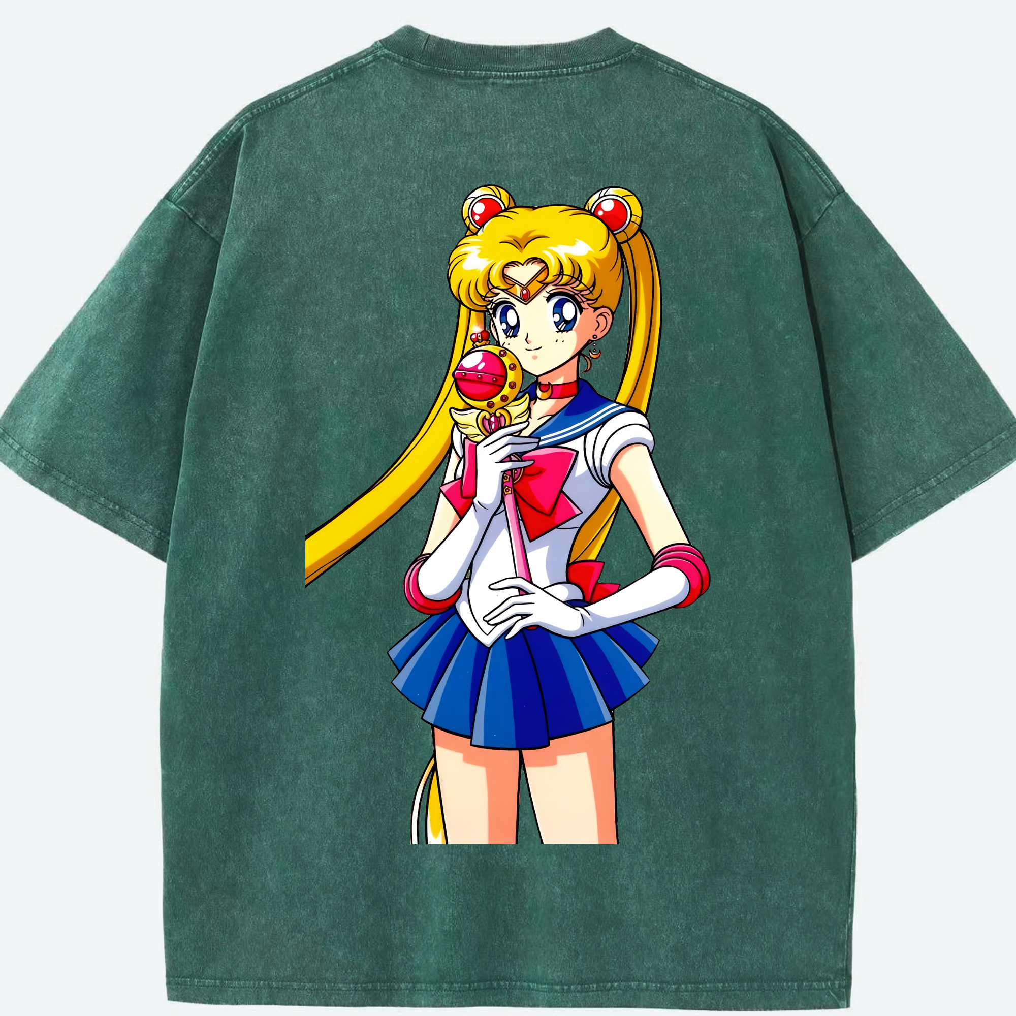 （画像用） 美少女戦士セーラームーン 月野 うさぎ つきの うさぎ Sailor Moon Tsukino Usagi 綿100% ヴィンテージ風 半袖Tシャツ（背面プリント）